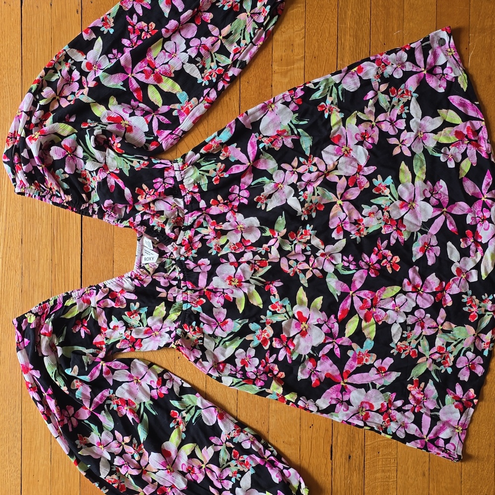 NWOT, Roxy, Babydoll, Mini, V-Neck, Long Puff Sleeves, EUC, Women's S